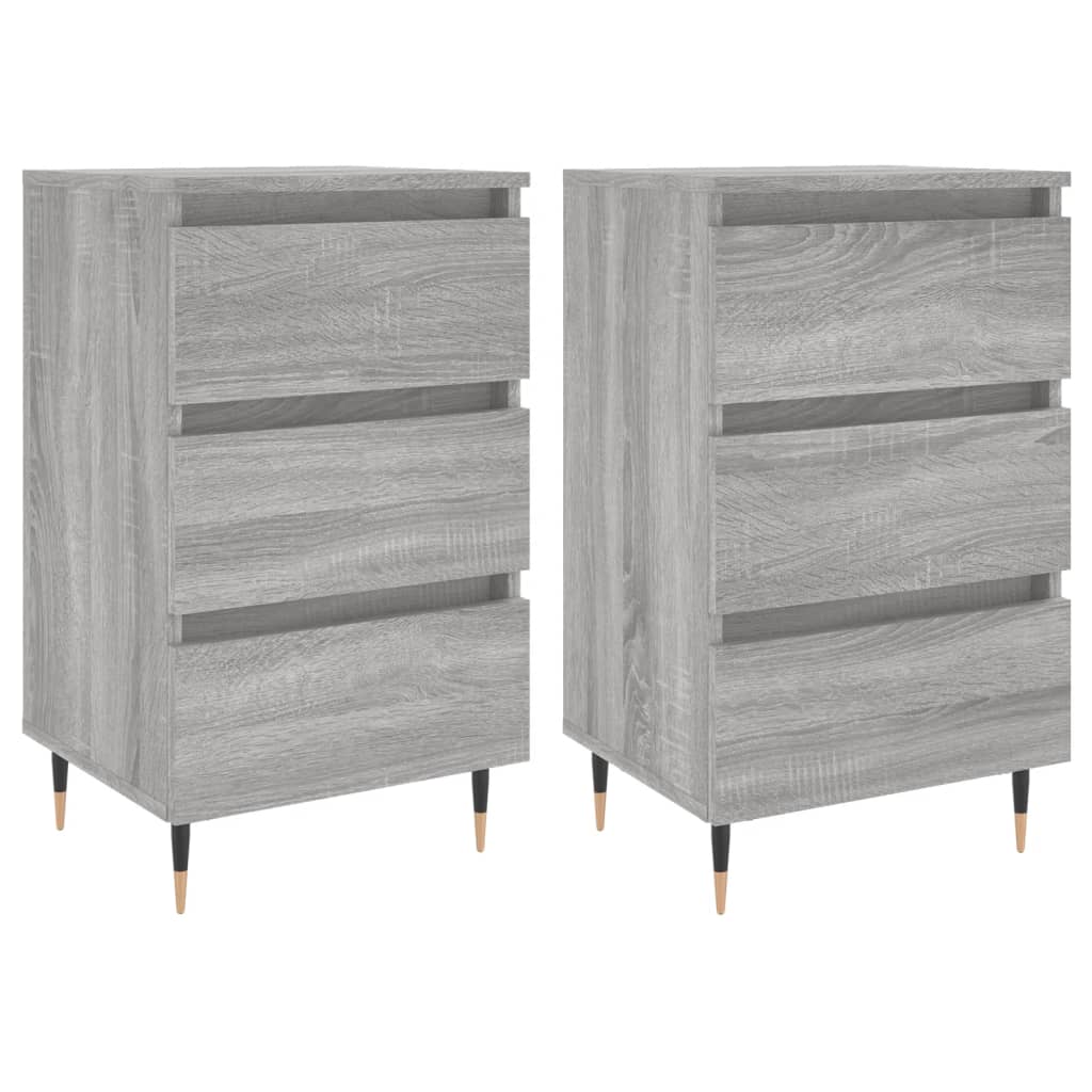 Nachtkastjes 2 st 40x35x69 cm bewerkt hout grijs sonoma eiken Nachtkastjes | Creëer jouw Trendy Thuis | Gratis bezorgd & Retour | Trendy.nl