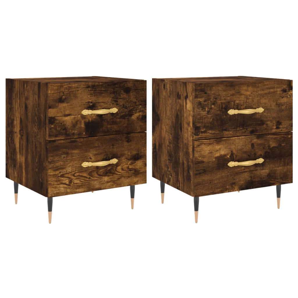 Nachtkastjes 2 st 40x35x47,5 cm bewerkt hout gerookt eikenkleur Nachtkastjes | Creëer jouw Trendy Thuis | Gratis bezorgd & Retour | Trendy.nl