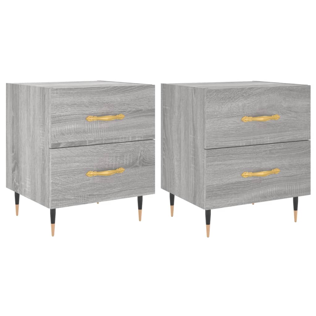 Nachtkastjes 2 st 40x35x47,5 cm bewerkt hout grijs sonoma eiken Nachtkastjes | Creëer jouw Trendy Thuis | Gratis bezorgd & Retour | Trendy.nl