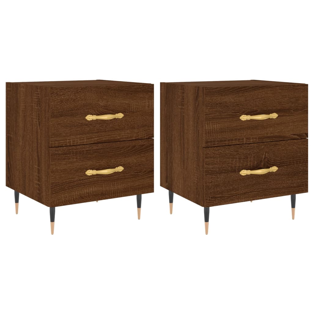 Nachtkastjes 2 st 40x35x47,5 cm bewerkt hout bruin eikenkleur Nachtkastjes | Creëer jouw Trendy Thuis | Gratis bezorgd & Retour | Trendy.nl