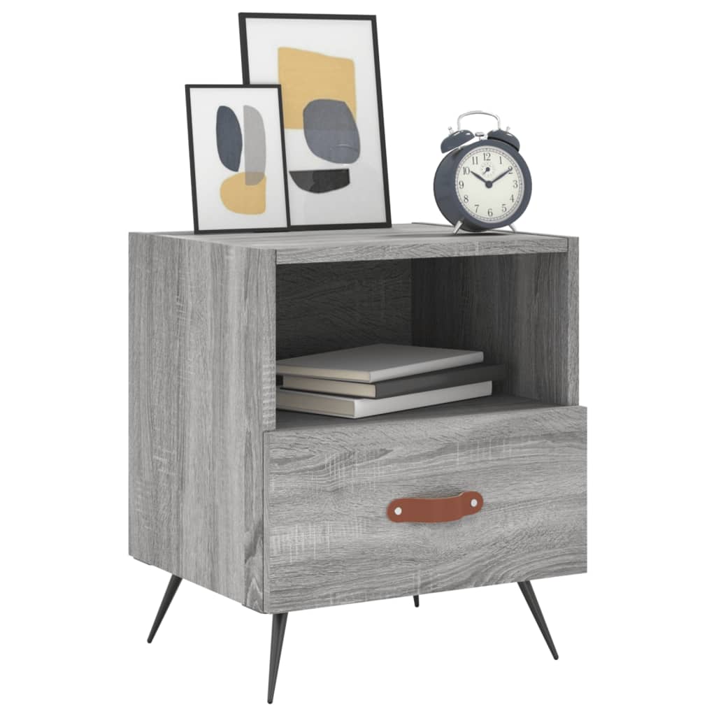 Nachtkastje 40x35x47,5 cm bewerkt hout grijs sonoma eikenkleur Nachtkastjes | Creëer jouw Trendy Thuis | Gratis bezorgd & Retour | Trendy.nl