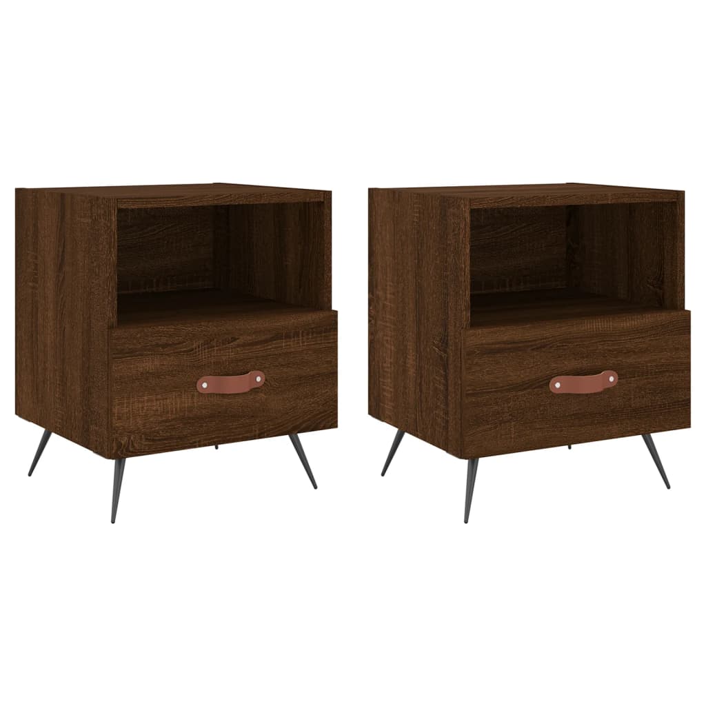 Nachtkastjes 2 st 40x35x47,5 cm bewerkt hout bruin eikenkleur Nachtkastjes | Creëer jouw Trendy Thuis | Gratis bezorgd & Retour | Trendy.nl