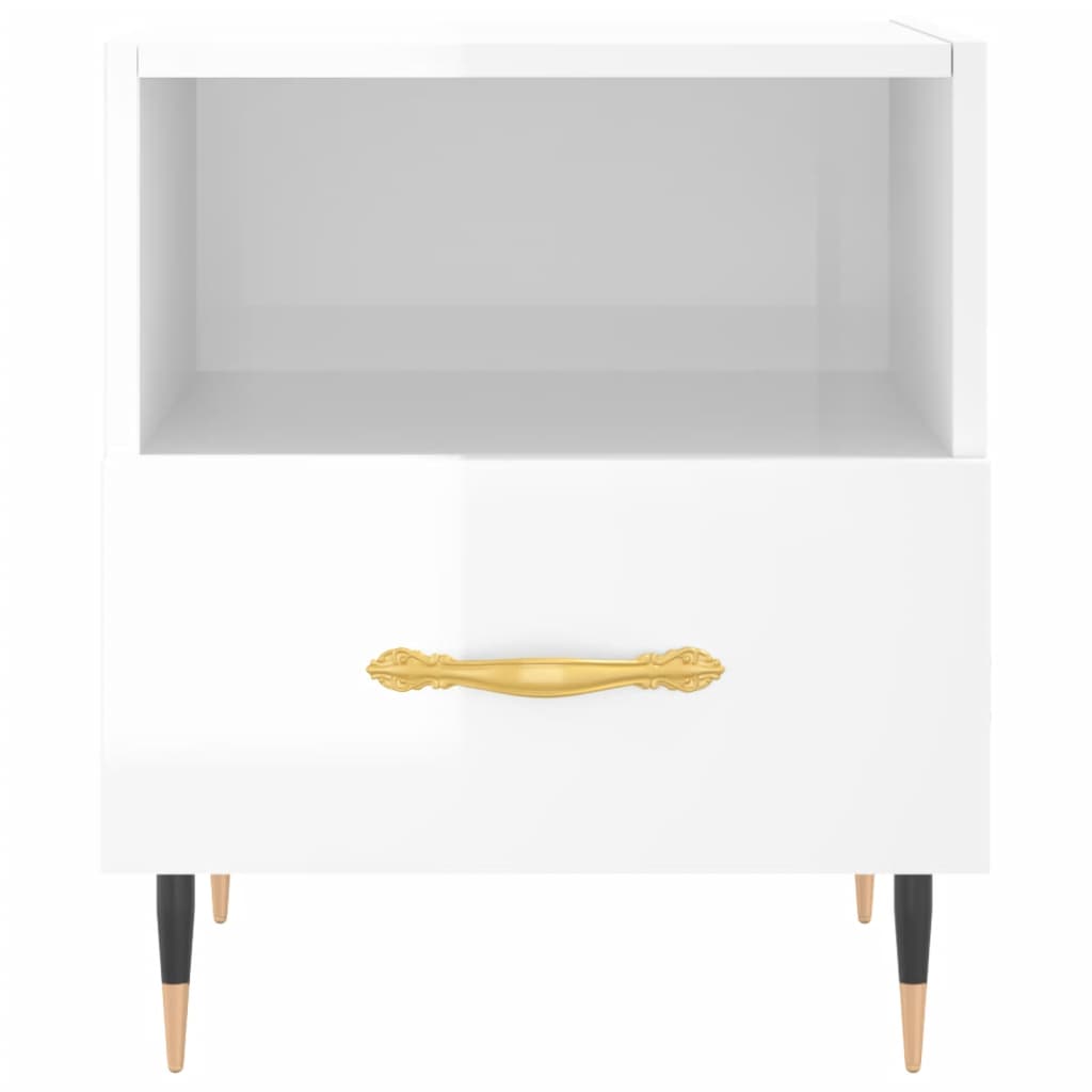 Nachtkastje 40x35x47,5 cm bewerkt hout hoogglans wit Nachtkastjes | Creëer jouw Trendy Thuis | Gratis bezorgd & Retour | Trendy.nl