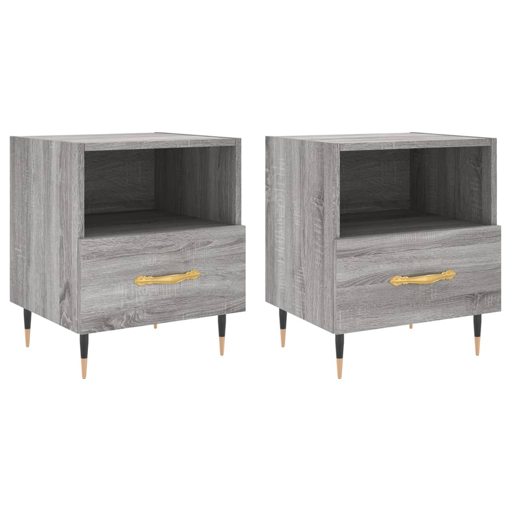 Nachtkastjes 2 st 40x35x47,5 cm bewerkt hout grijs sonoma eiken Nachtkastjes | Creëer jouw Trendy Thuis | Gratis bezorgd & Retour | Trendy.nl