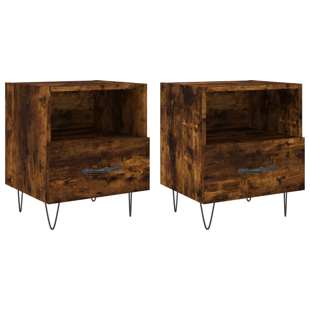 Nachtkastjes 2 st 40x35x47,5 cm bewerkt hout gerookt eikenkleur Nachtkastjes | Creëer jouw Trendy Thuis | Gratis bezorgd & Retour | Trendy.nl