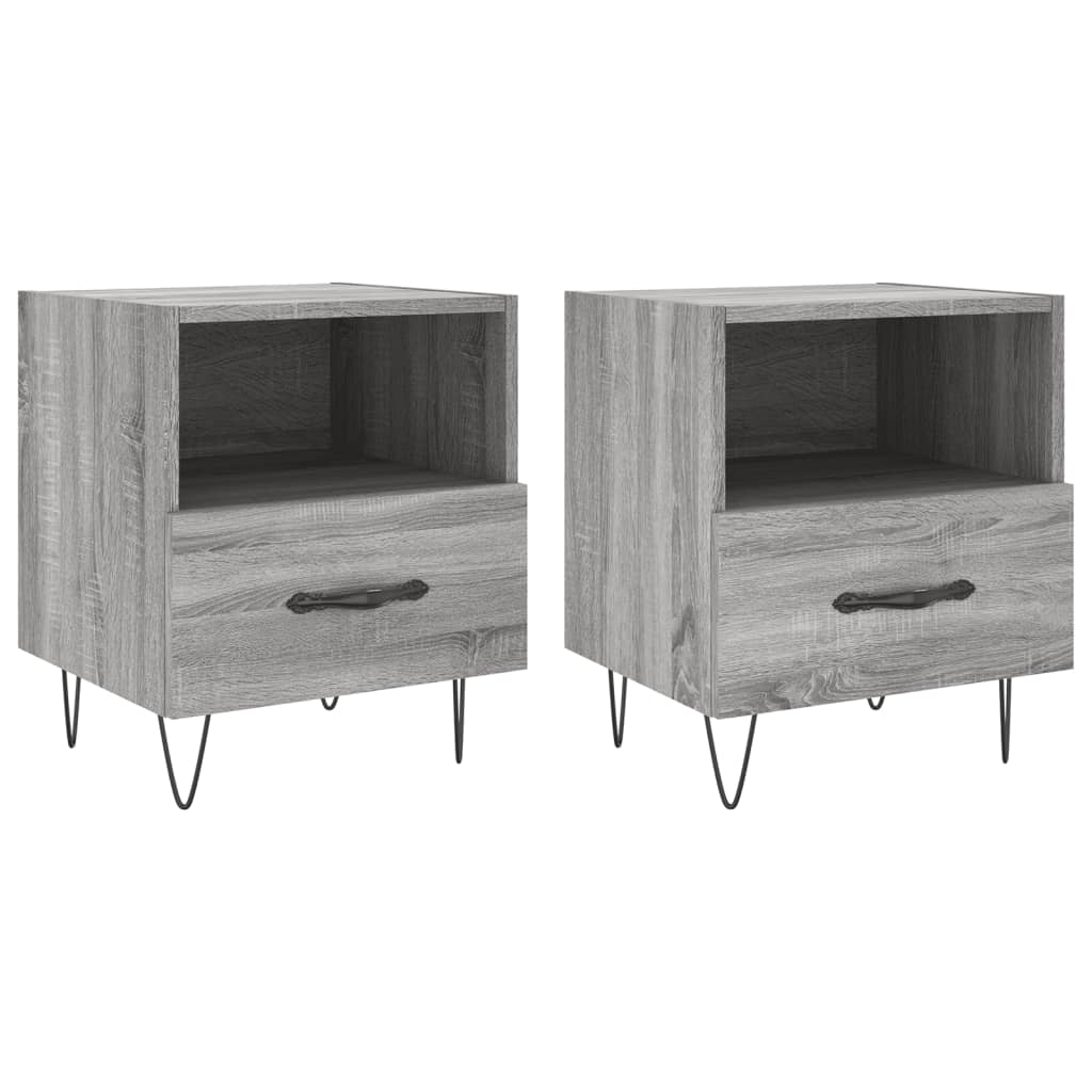 Nachtkastjes 2 st 40x35x47,5 cm bewerkt hout grijs sonoma eiken Nachtkastjes | Creëer jouw Trendy Thuis | Gratis bezorgd & Retour | Trendy.nl