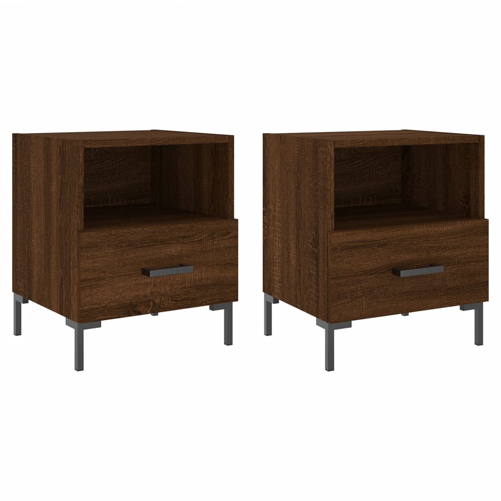 Nachtkastjes 2 st 40x35x47,5 cm bewerkt hout bruin eikenkleur Nachtkastjes | Creëer jouw Trendy Thuis | Gratis bezorgd & Retour | Trendy.nl