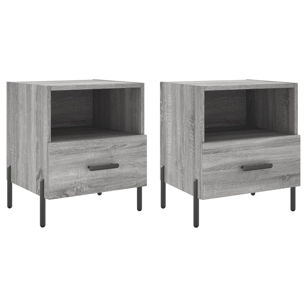 Nachtkastjes 2 st 40x35x47,5 cm bewerkt hout grijs sonoma eiken Nachtkastjes | Creëer jouw Trendy Thuis | Gratis bezorgd & Retour | Trendy.nl