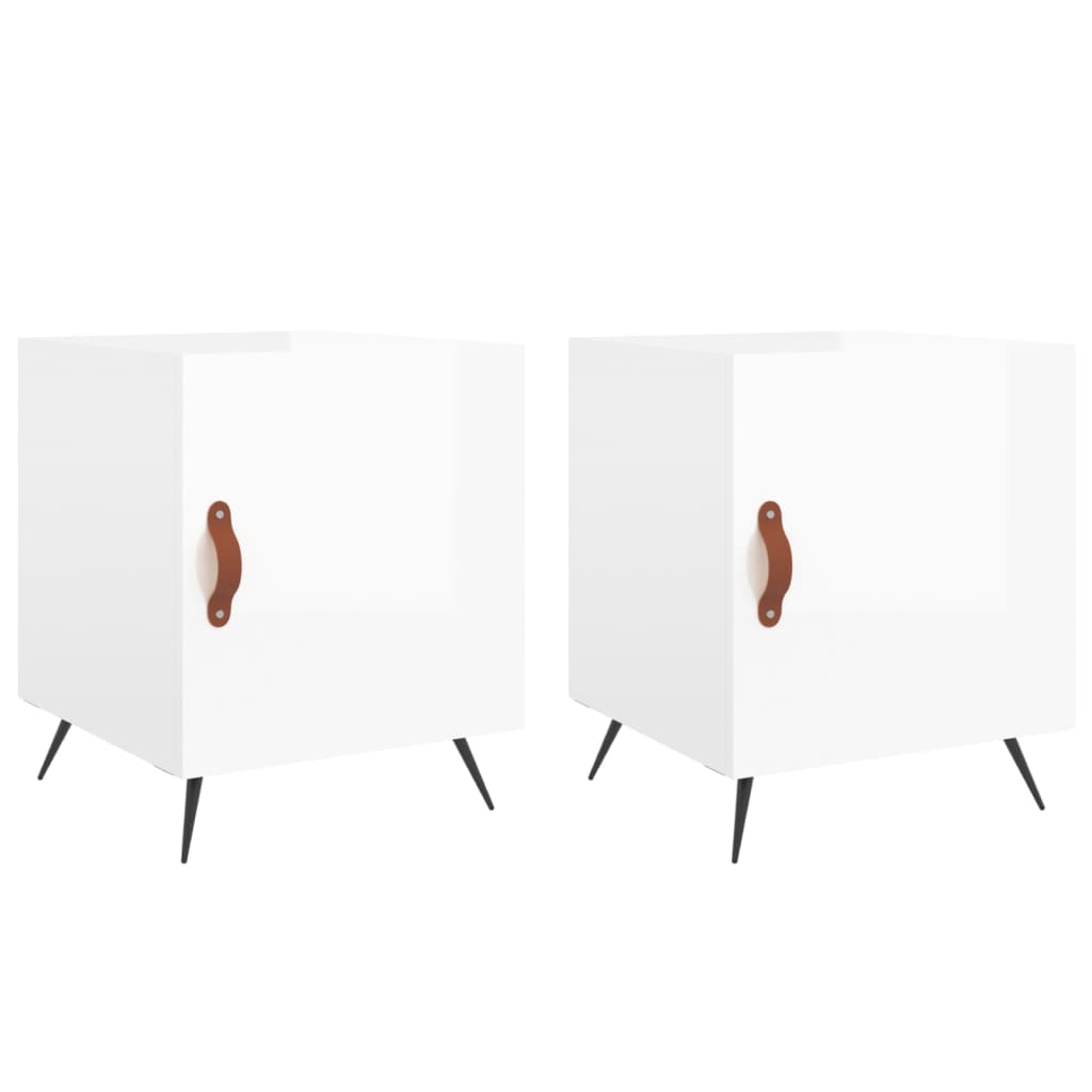 Nachtkastjes 2 st 40x40x50 cm bewerkt hout hoogglans wit Nachtkastjes | Creëer jouw Trendy Thuis | Gratis bezorgd & Retour | Trendy.nl