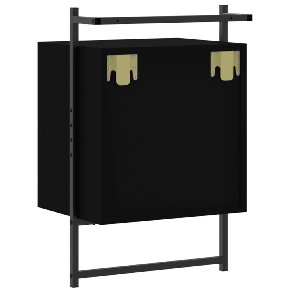Nachtkastje wandgemonteerd 40x30x61 cm bewerkt hout zwart Nachtkastjes | Creëer jouw Trendy Thuis | Gratis bezorgd & Retour | Trendy.nl