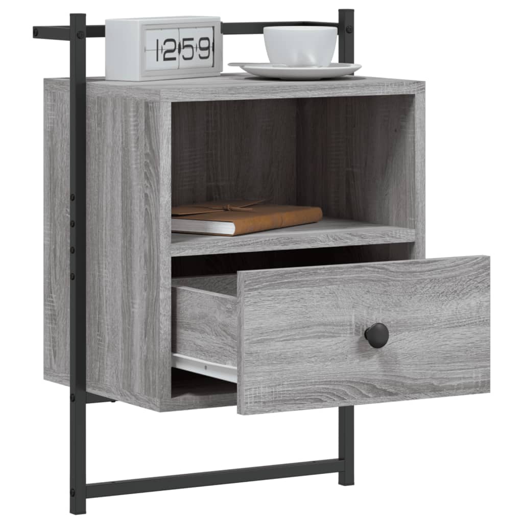 Nachtkastje wandgemonteerd 40x30x61 cm hout grijs sonoma eiken Nachtkastjes | Creëer jouw Trendy Thuis | Gratis bezorgd & Retour | Trendy.nl