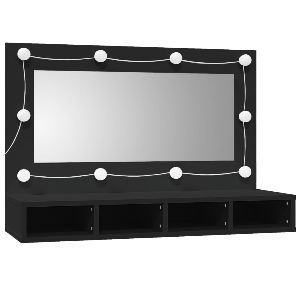 Spiegelkast met LED-verlichting 90x31,5x62 cm zwart Badkamerkaptafels | Creëer jouw Trendy Thuis | Gratis bezorgd & Retour | Trendy.nl