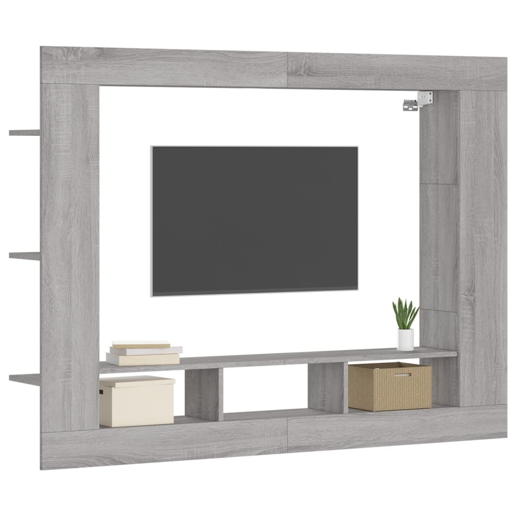 Tv-meubel 152x22x113 cm bewerkt hout grijs sonoma eikenkleurig
