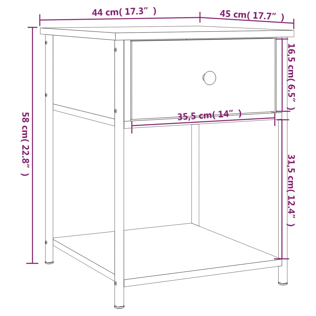 Nachtkastje 44x45x58 cm bewerkt hout zwart Nachtkastjes | Creëer jouw Trendy Thuis | Gratis bezorgd & Retour | Trendy.nl