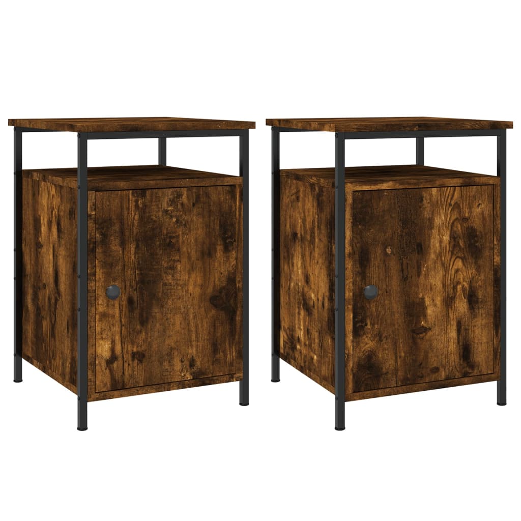 Nachtkastjes 2 st 40x42x60 cm bewerkt hout gerookt eikenkleurig Nachtkastjes | Creëer jouw Trendy Thuis | Gratis bezorgd & Retour | Trendy.nl