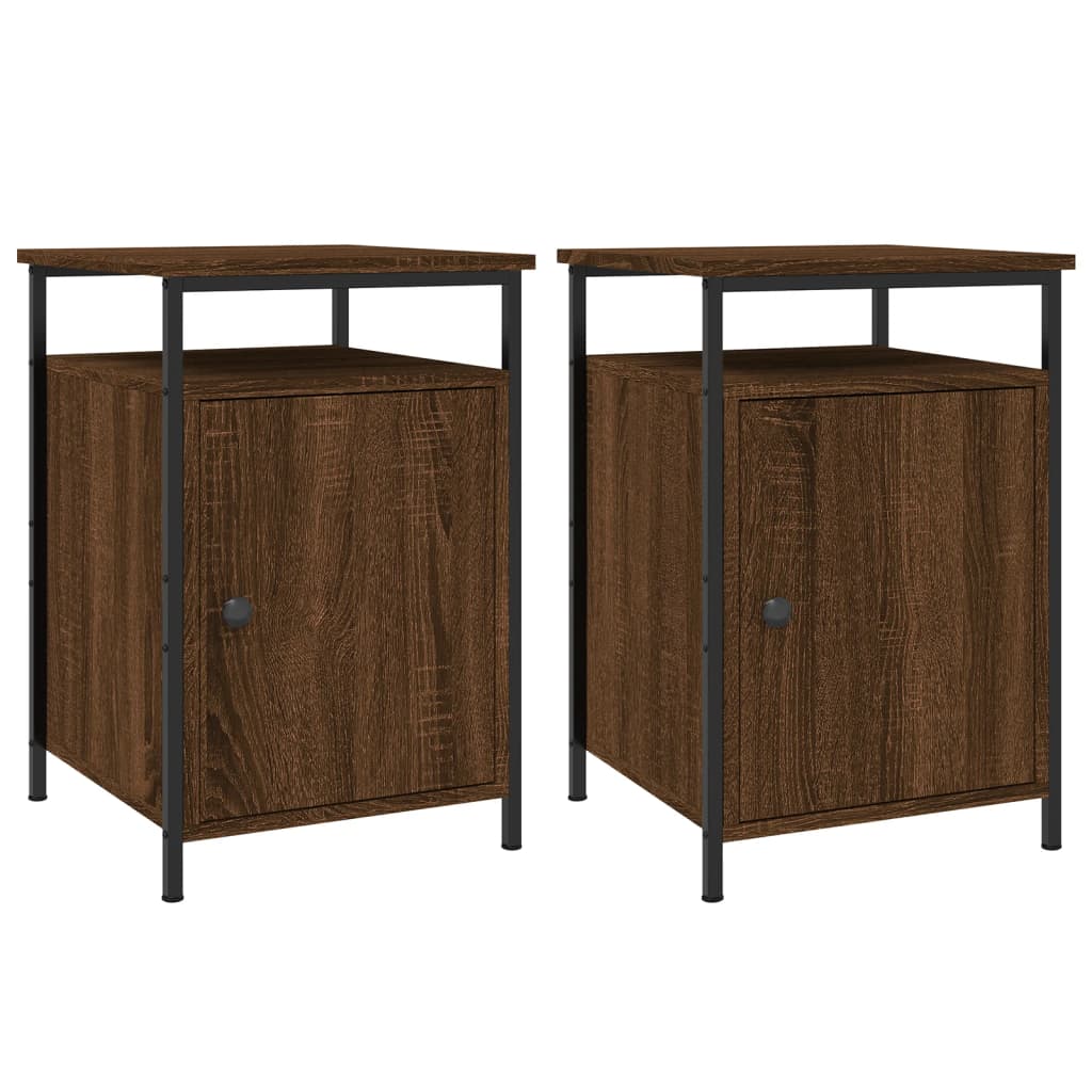 Nachtkastjes 2 st 40x42x60 cm bewerkt hout bruin eikenkleur Nachtkastjes | Creëer jouw Trendy Thuis | Gratis bezorgd & Retour | Trendy.nl