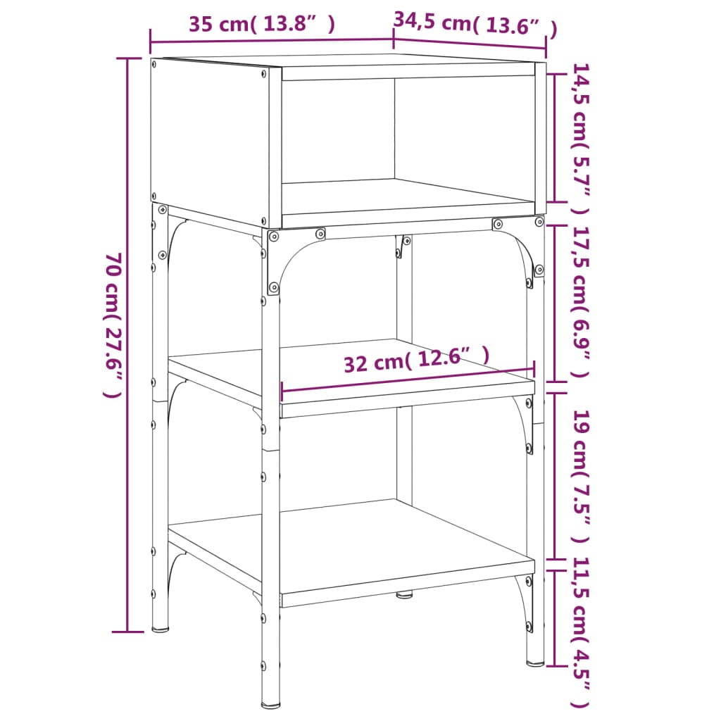 Nachtkastje 35x34,5x70 cm bewerkt hout zwart Nachtkastjes | Creëer jouw Trendy Thuis | Gratis bezorgd & Retour | Trendy.nl