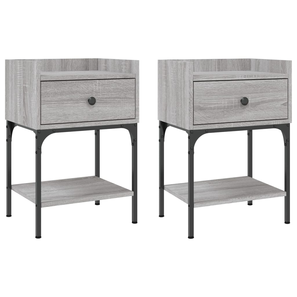 Nachtkastjes 2 st 40,5x31x60 cm bewerkt hout grijs sonoma eiken Nachtkastjes | Creëer jouw Trendy Thuis | Gratis bezorgd & Retour | Trendy.nl