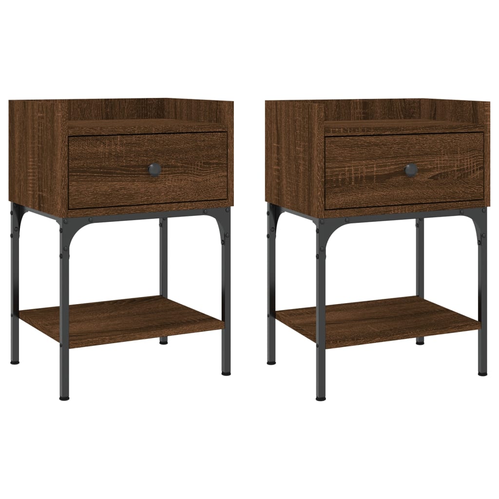 Nachtkastjes 2 st 40,5x31x60 cm bewerkt hout bruin eikenkleur Nachtkastjes | Creëer jouw Trendy Thuis | Gratis bezorgd & Retour | Trendy.nl