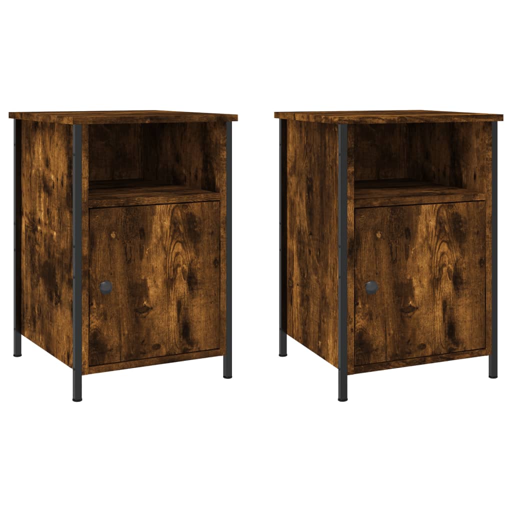 Nachtkastjes 2 st 40x42x60 cm bewerkt hout gerookt eikenkleurig Nachtkastjes | Creëer jouw Trendy Thuis | Gratis bezorgd & Retour | Trendy.nl