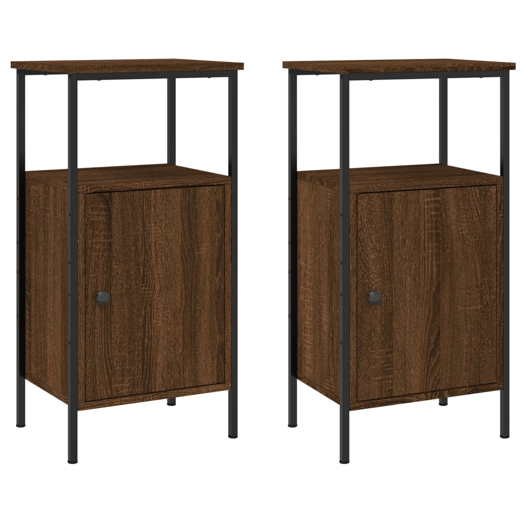 Nachtkastjes 2 st 41x31x80 cm bewerkt hout bruin eikenkleur Nachtkastjes | Creëer jouw Trendy Thuis | Gratis bezorgd & Retour | Trendy.nl