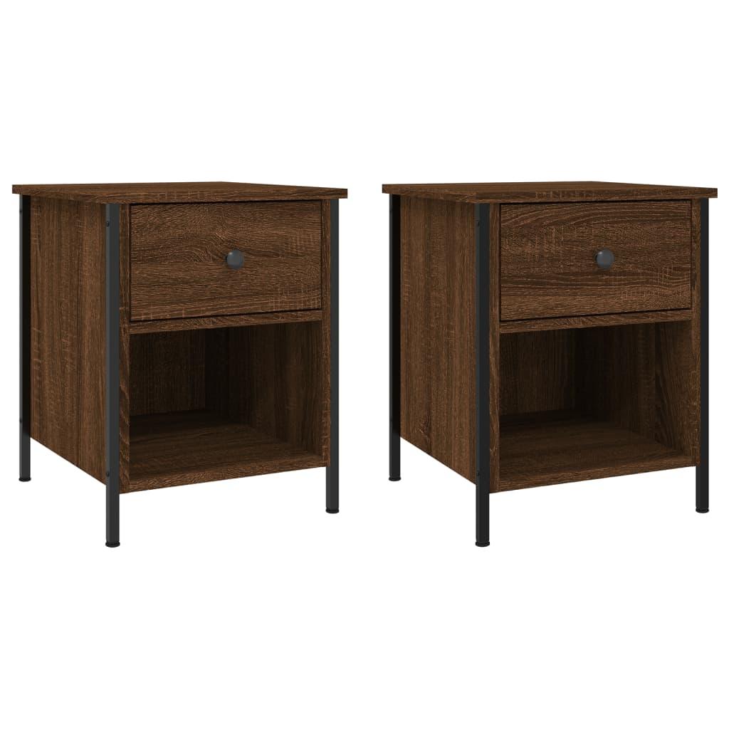 Nachtkastjes 2 st 40x42x50 cm bewerkt hout bruin eikenkleur Nachtkastjes | Creëer jouw Trendy Thuis | Gratis bezorgd & Retour | Trendy.nl