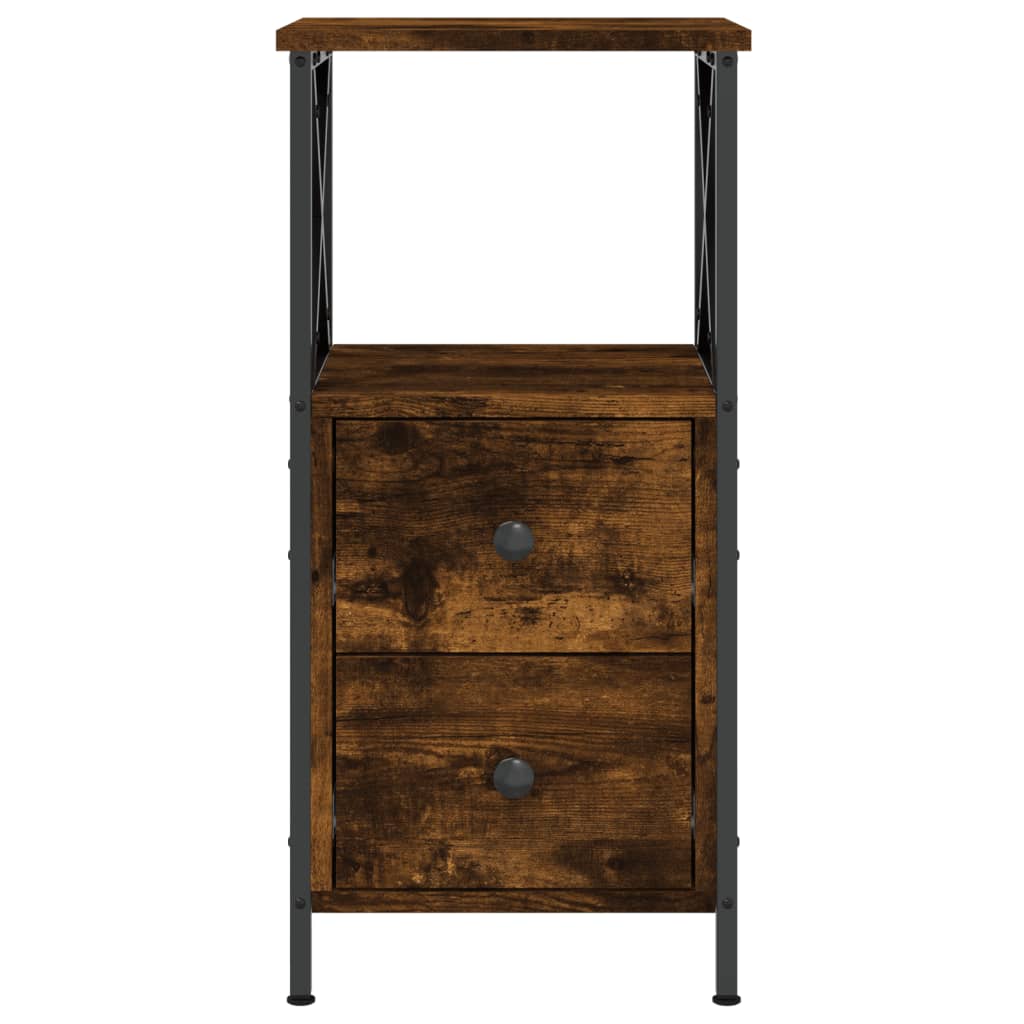 Nachtkastjes 2 st 34x35,5x70 cm bewerkt hout gerookt eikenkleur Nachtkastjes | Creëer jouw Trendy Thuis | Gratis bezorgd & Retour | Trendy.nl