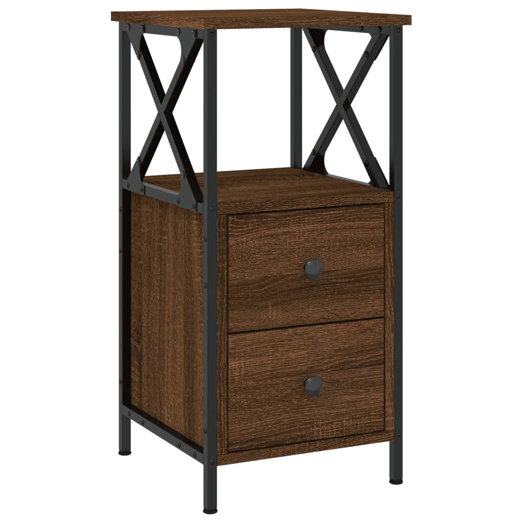 Nachtkastjes 2 st 34x35,5x70 cm bewerkt hout bruin eikenkleur Nachtkastjes | Creëer jouw Trendy Thuis | Gratis bezorgd & Retour | Trendy.nl