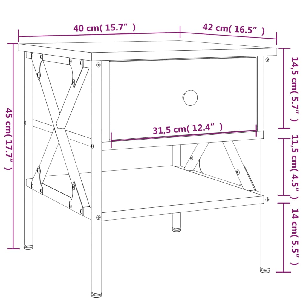 Nachtkastje 40x42x45 cm bewerkt hout gerookt eikenkleurig Nachtkastjes | Creëer jouw Trendy Thuis | Gratis bezorgd & Retour | Trendy.nl