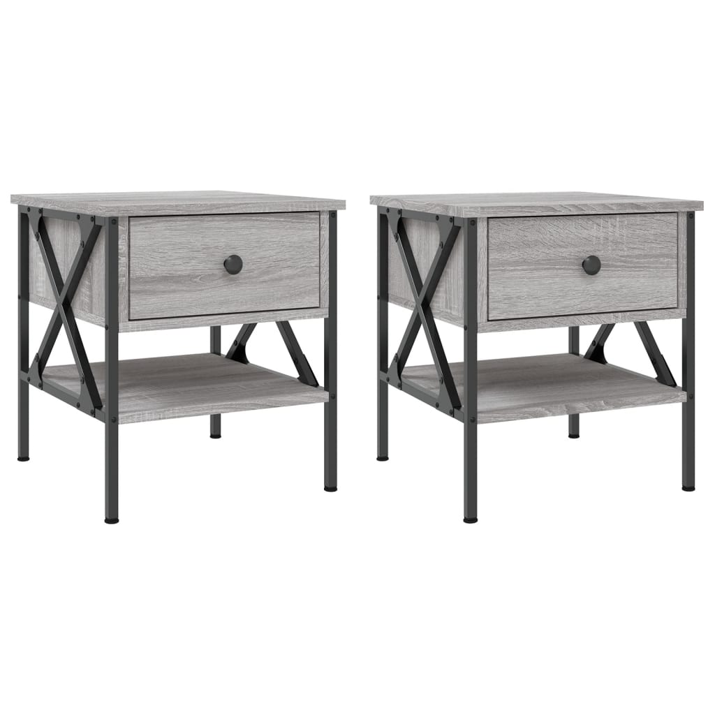 Nachtkastjes 2 st 40x42x45 cm bewerkt hout grijs sonoma eiken Nachtkastjes | Creëer jouw Trendy Thuis | Gratis bezorgd & Retour | Trendy.nl