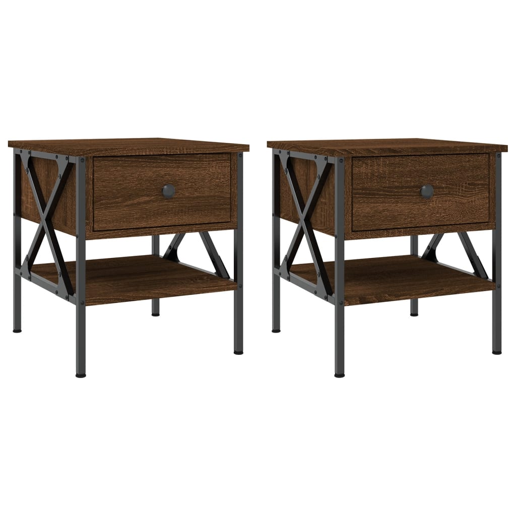 Nachtkastjes 2 st 40x42x45 cm bewerkt hout bruin eikenkleur Nachtkastjes | Creëer jouw Trendy Thuis | Gratis bezorgd & Retour | Trendy.nl