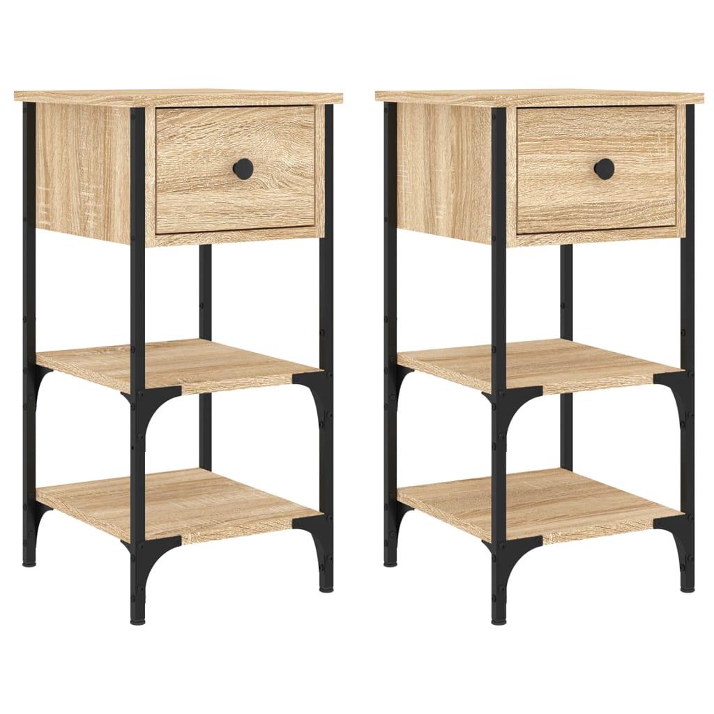 Nachtkastjes 2 st 34x36x70 cm bewerkt hout sonoma eikenkleurig Nachtkastjes | Creëer jouw Trendy Thuis | Gratis bezorgd & Retour | Trendy.nl