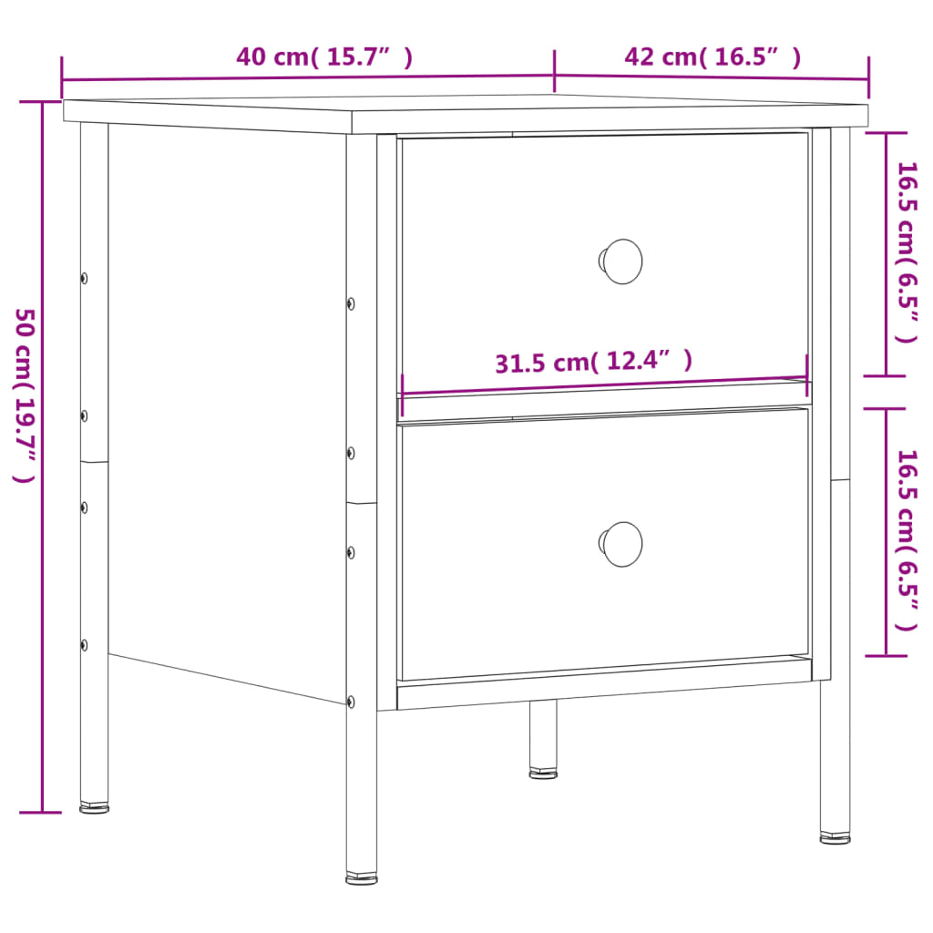 Nachtkastje 40x42x50 cm bewerkt hout zwart Nachtkastjes | Creëer jouw Trendy Thuis | Gratis bezorgd & Retour | Trendy.nl