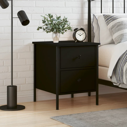 Nachtkastje 40x42x50 cm bewerkt hout zwart Nachtkastjes | Creëer jouw Trendy Thuis | Gratis bezorgd & Retour | Trendy.nl