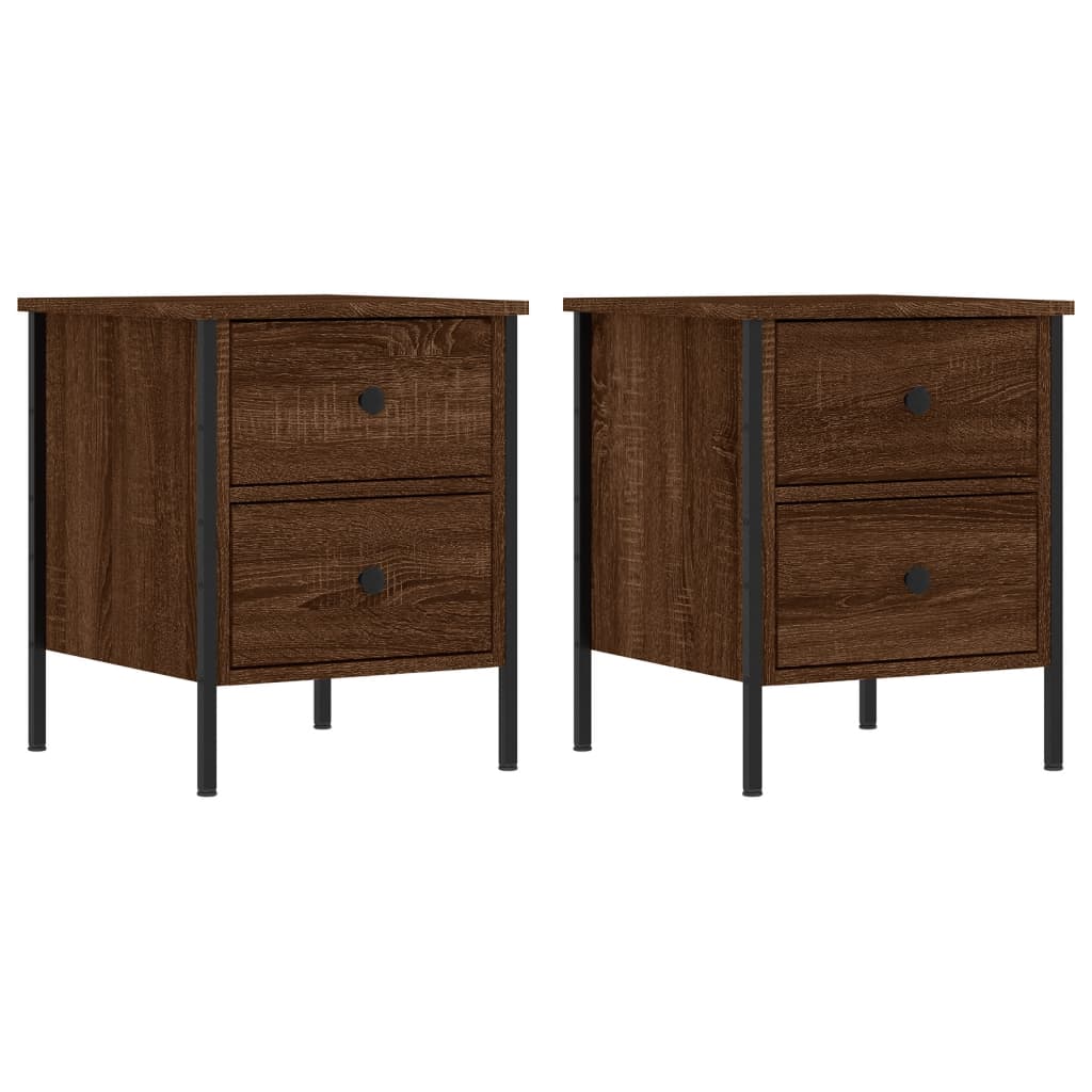 Nachtkastjes 2 st 40x42x50 cm bewerkt hout bruin eikenkleur Nachtkastjes | Creëer jouw Trendy Thuis | Gratis bezorgd & Retour | Trendy.nl