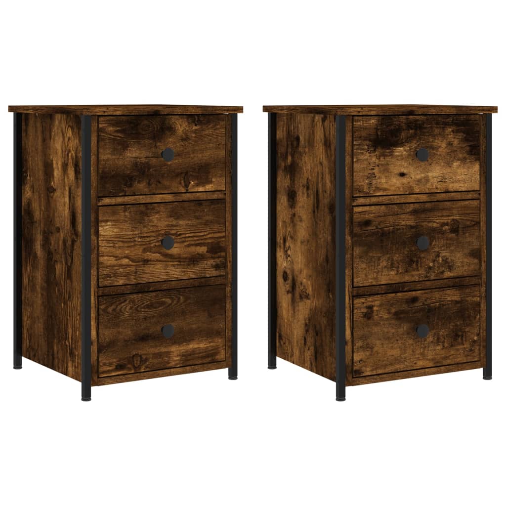 Nachtkastjes 2 st 40x36x60 cm bewerkt hout gerookt eikenkleurig Nachtkastjes | Creëer jouw Trendy Thuis | Gratis bezorgd & Retour | Trendy.nl