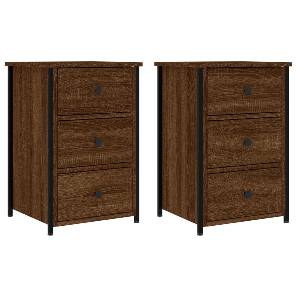 Nachtkastjes 2 st 40x36x60 cm bewerkt hout bruin eikenkleur Nachtkastjes | Creëer jouw Trendy Thuis | Gratis bezorgd & Retour | Trendy.nl