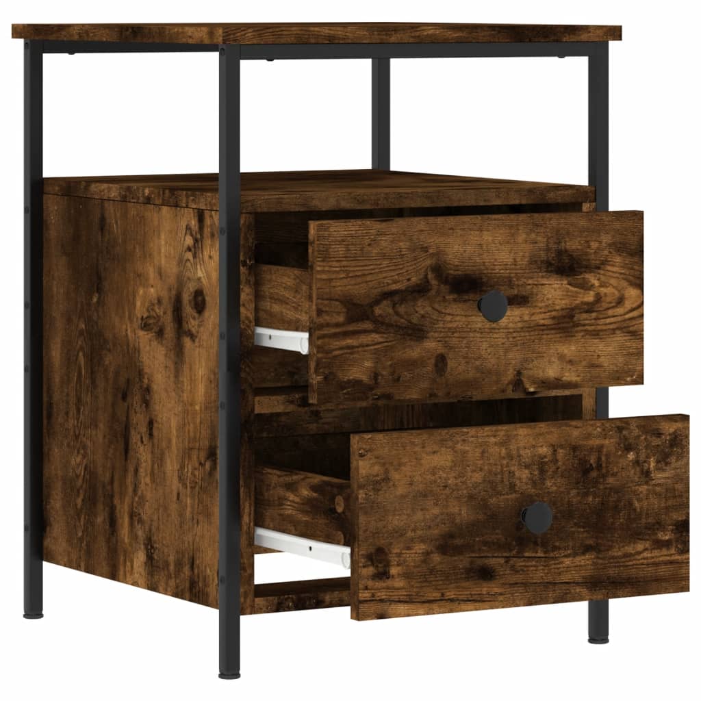 Nachtkastjes 2 st 44x45x60 cm bewerkt hout gerookt eikenkleurig Nachtkastjes | Creëer jouw Trendy Thuis | Gratis bezorgd & Retour | Trendy.nl