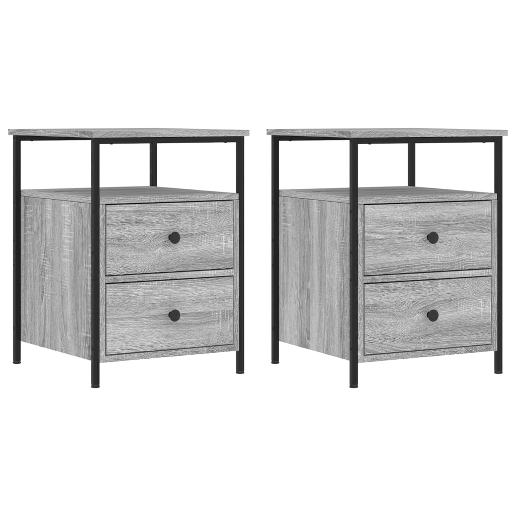 Nachtkastjes 2 st 44x45x60 cm bewerkt hout grijs sonoma eiken Nachtkastjes | Creëer jouw Trendy Thuis | Gratis bezorgd & Retour | Trendy.nl