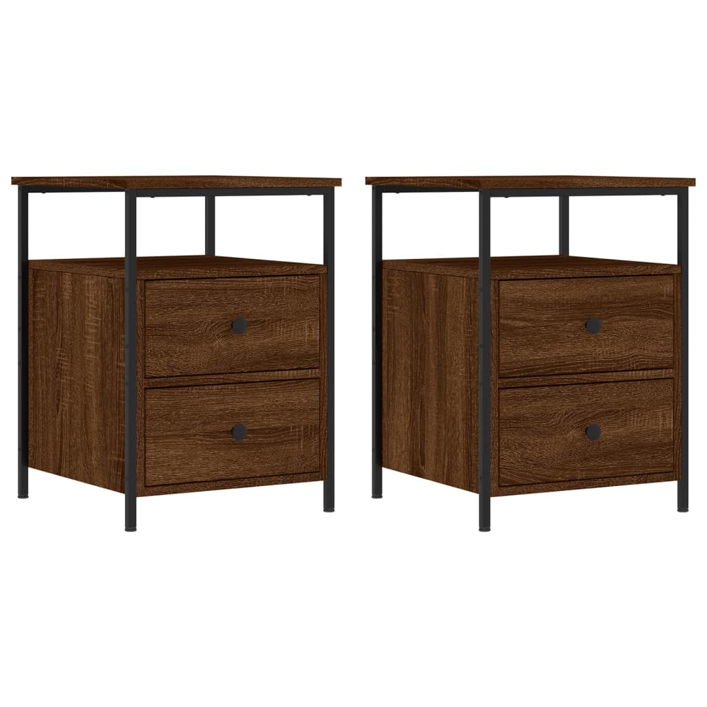 Nachtkastjes 2 st 44x45x60 cm bewerkt hout bruin eikenkleur Nachtkastjes | Creëer jouw Trendy Thuis | Gratis bezorgd & Retour | Trendy.nl