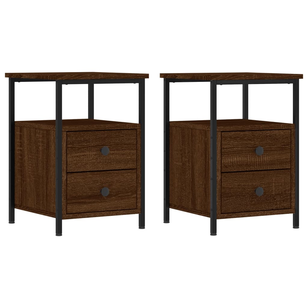 Nachtkastjes 2 st 34x35,5x50 cm bewerkt hout bruin eikenkleur Nachtkastjes | Creëer jouw Trendy Thuis | Gratis bezorgd & Retour | Trendy.nl