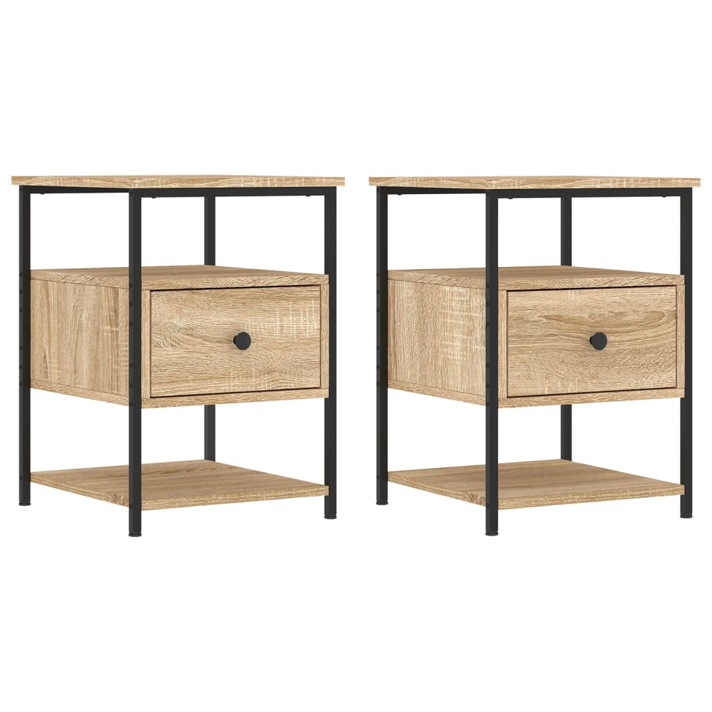 Nachtkastjes 2 st 40x42x56 cm bewerkt hout sonoma eikenkleurig Nachtkastjes | Creëer jouw Trendy Thuis | Gratis bezorgd & Retour | Trendy.nl