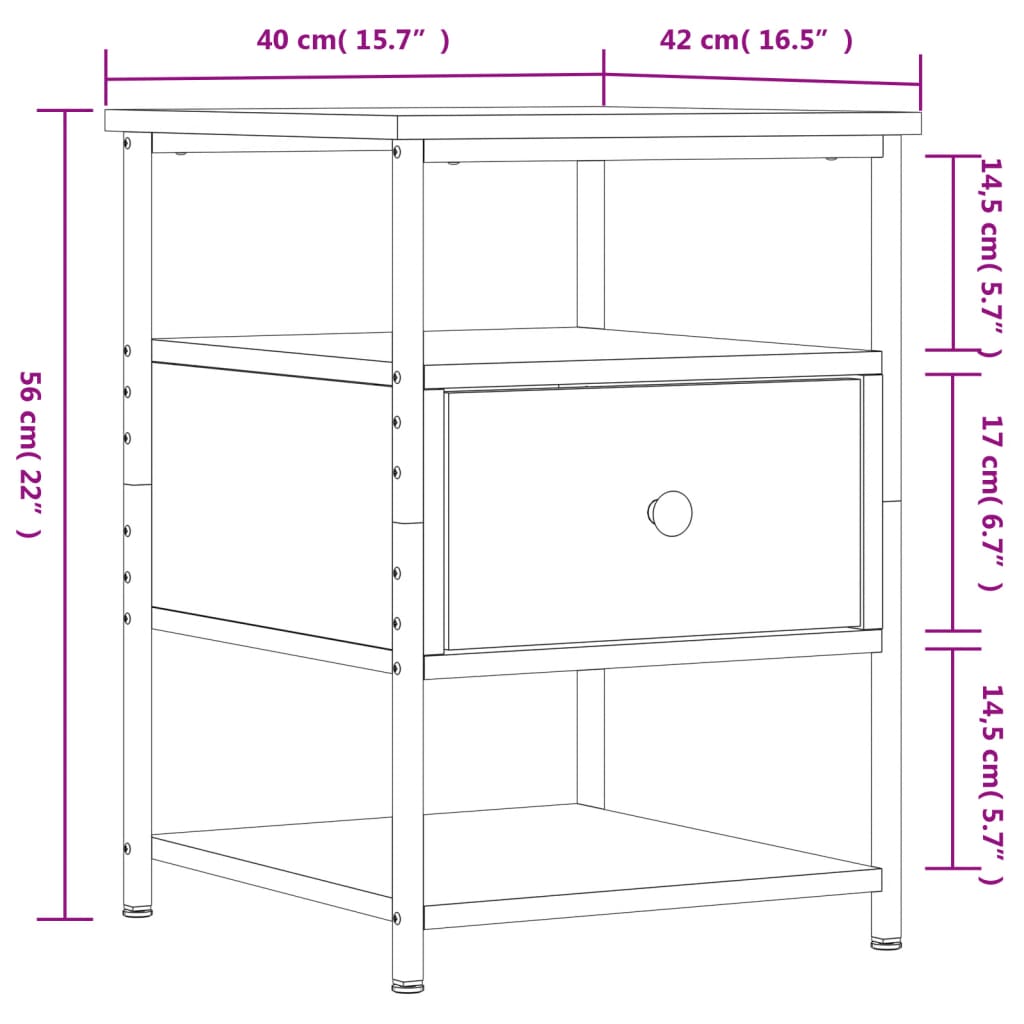 Nachtkastje 40x42x56 cm bewerkt hout gerookt eikenkleurig Nachtkastjes | Creëer jouw Trendy Thuis | Gratis bezorgd & Retour | Trendy.nl