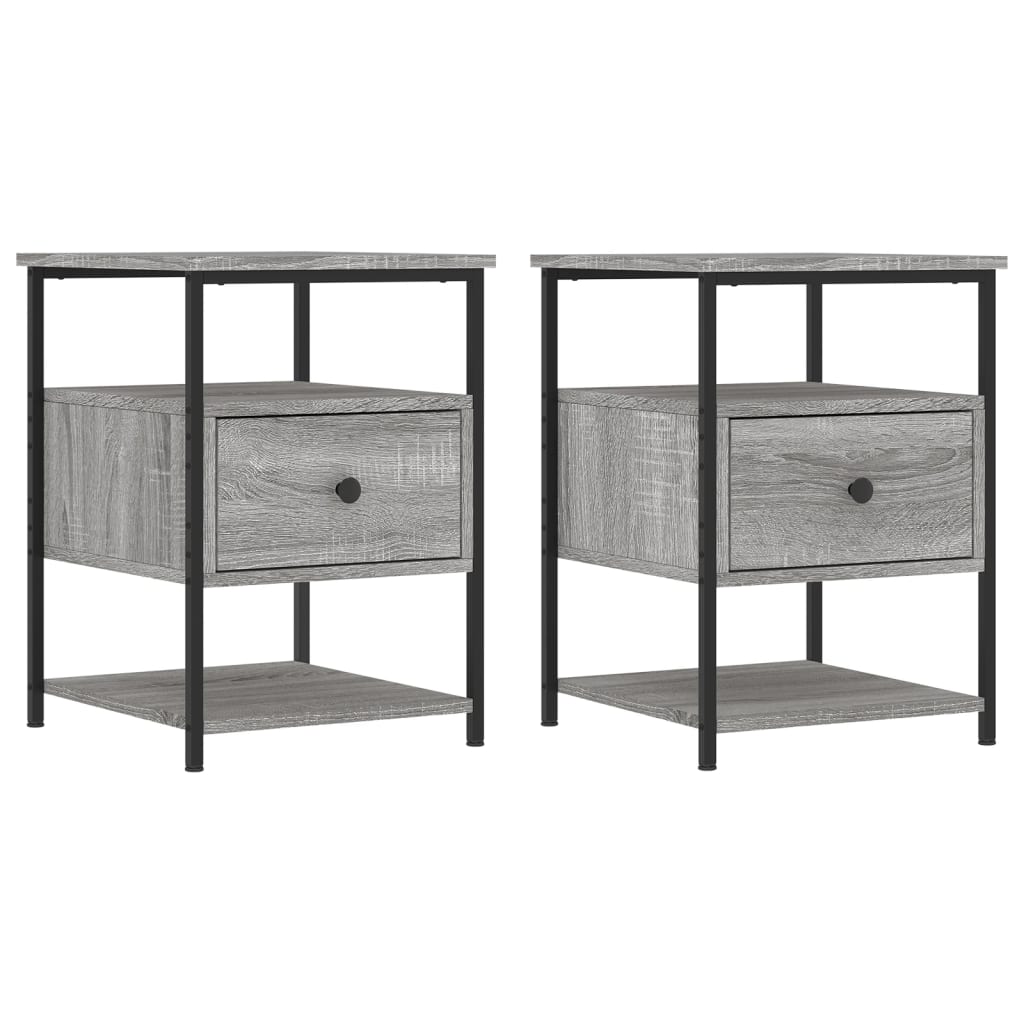 Nachtkastjes 2 st 40x42x56 cm bewerkt hout grijs sonoma eiken Nachtkastjes | Creëer jouw Trendy Thuis | Gratis bezorgd & Retour | Trendy.nl