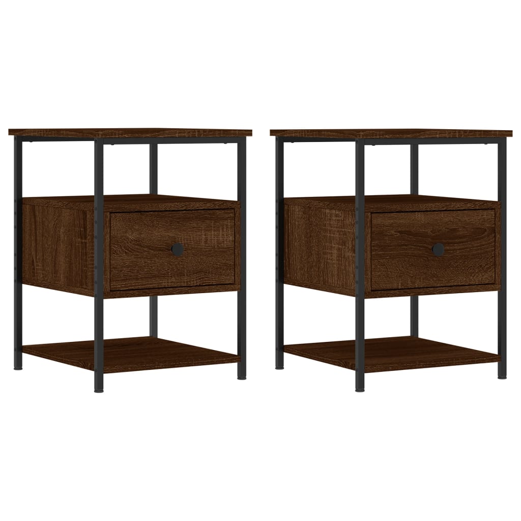 Nachtkastjes 2 st 40x42x56 cm bewerkt hout bruin eikenkleur Nachtkastjes | Creëer jouw Trendy Thuis | Gratis bezorgd & Retour | Trendy.nl