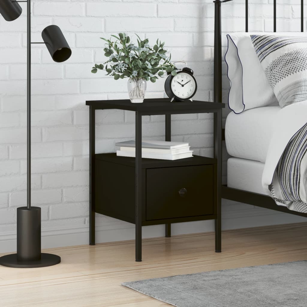Nachtkastje 34x36x50 cm bewerkt hout zwart Nachtkastjes | Creëer jouw Trendy Thuis | Gratis bezorgd & Retour | Trendy.nl