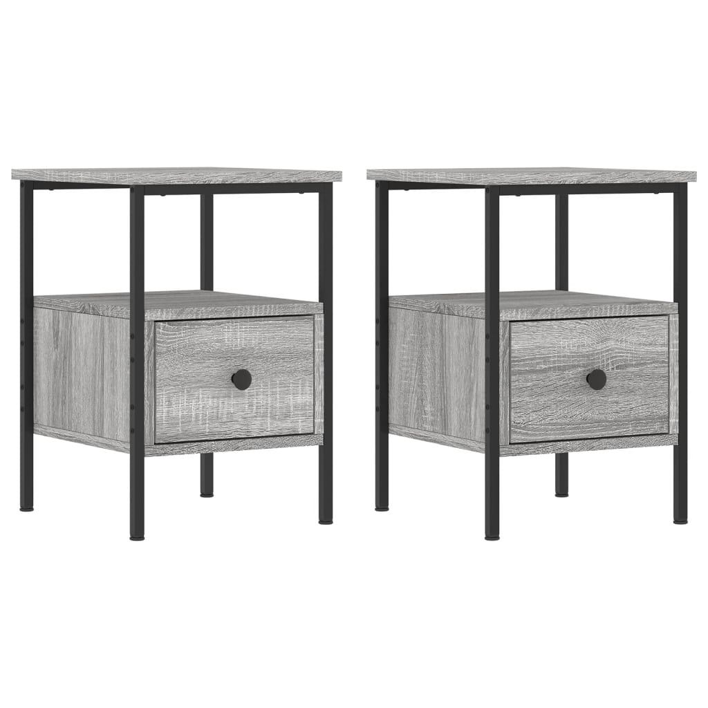 Nachtkastjes 2 st 34x36x50 cm bewerkt hout grijs sonoma eiken Nachtkastjes | Creëer jouw Trendy Thuis | Gratis bezorgd & Retour | Trendy.nl