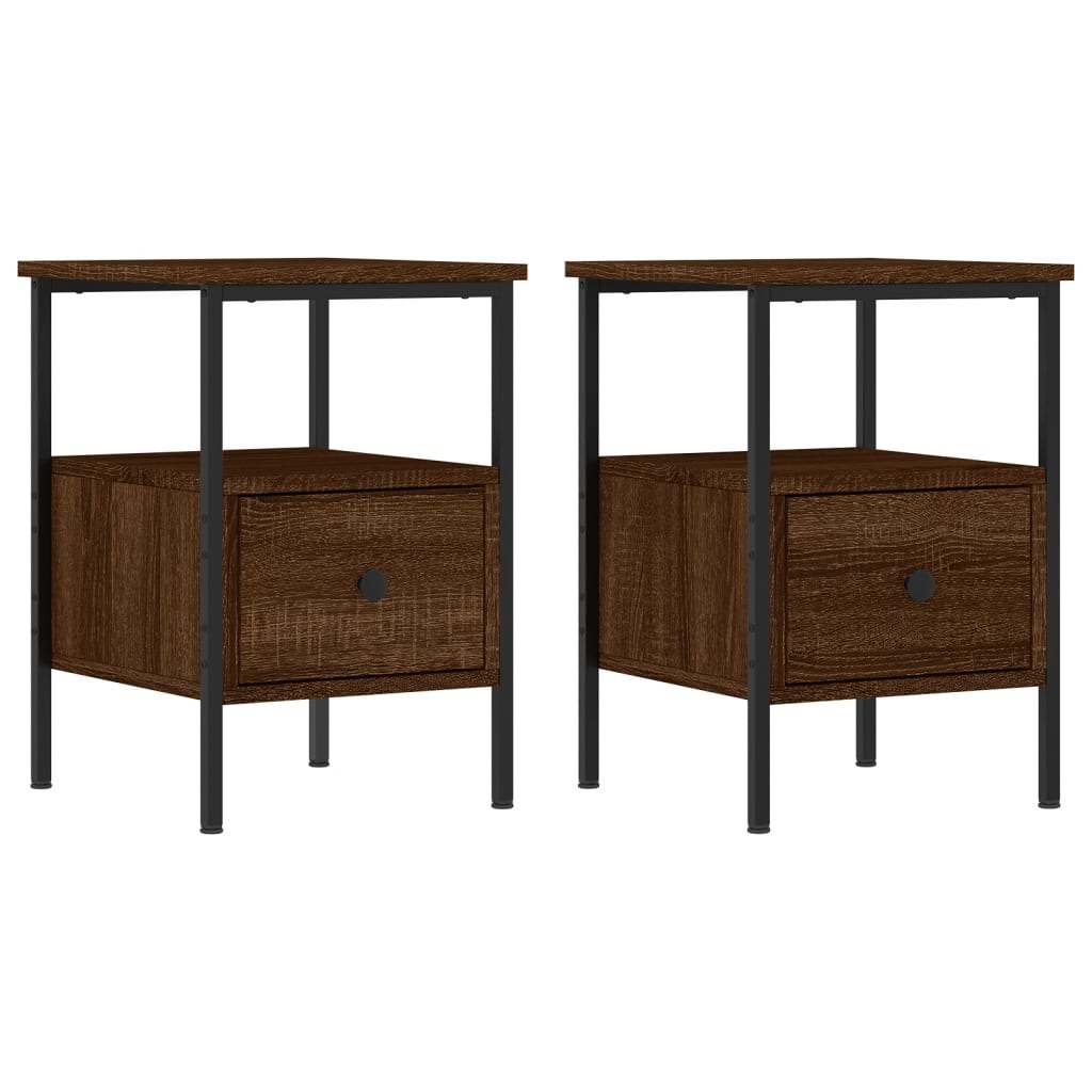 Nachtkastjes 2 st 34x36x50 cm bewerkt hout bruin eikenkleur Nachtkastjes | Creëer jouw Trendy Thuis | Gratis bezorgd & Retour | Trendy.nl