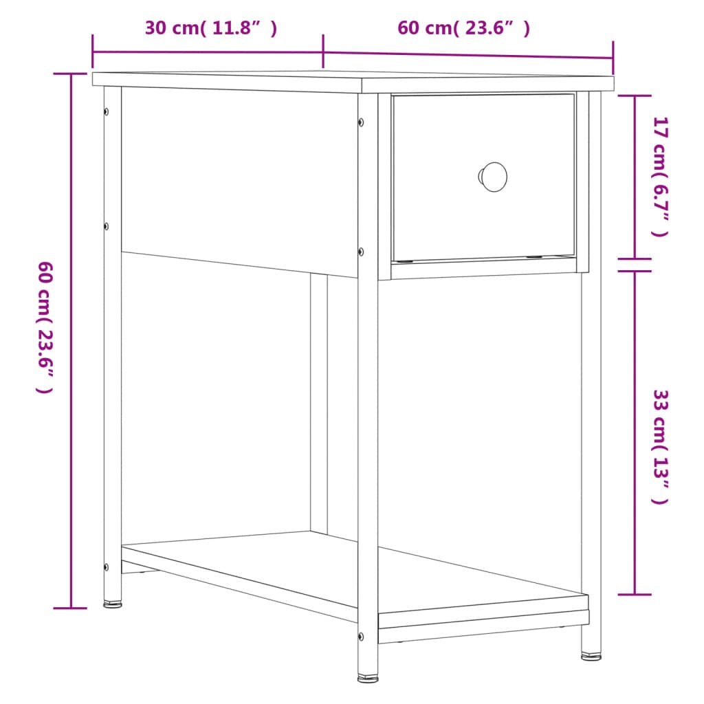 Nachtkastje 30x60x60 cm bewerkt hout bruin eikenkleur Nachtkastjes | Creëer jouw Trendy Thuis | Gratis bezorgd & Retour | Trendy.nl