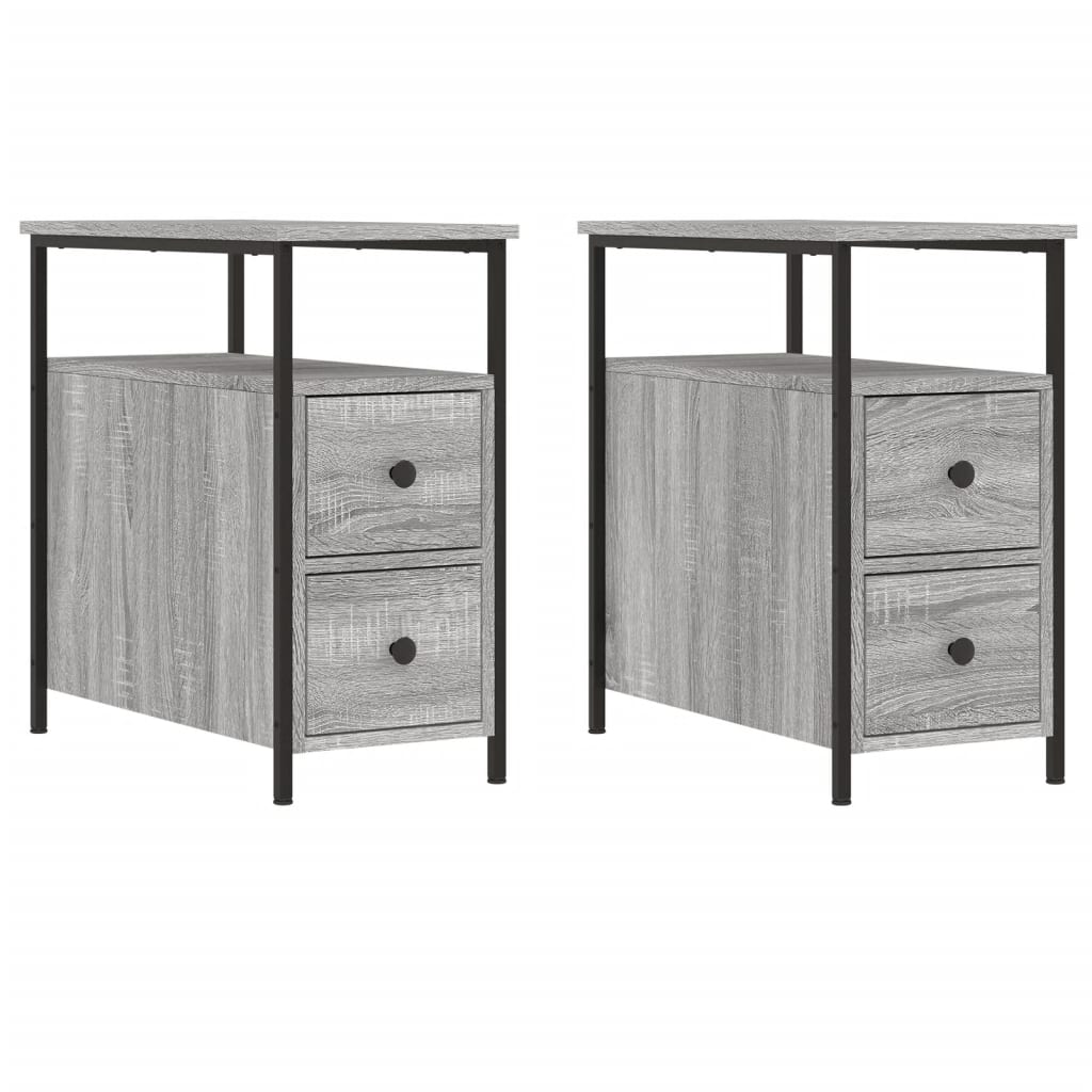 Nachtkastjes 2 st 30x60x60 cm bewerkt hout grijs sonoma eiken Nachtkastjes | Creëer jouw Trendy Thuis | Gratis bezorgd & Retour | Trendy.nl